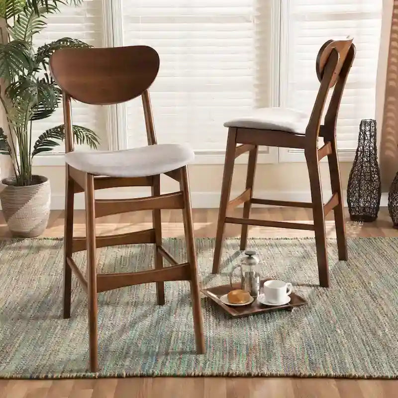 Mid-Century Modern 2-Piece Bar Stool Set