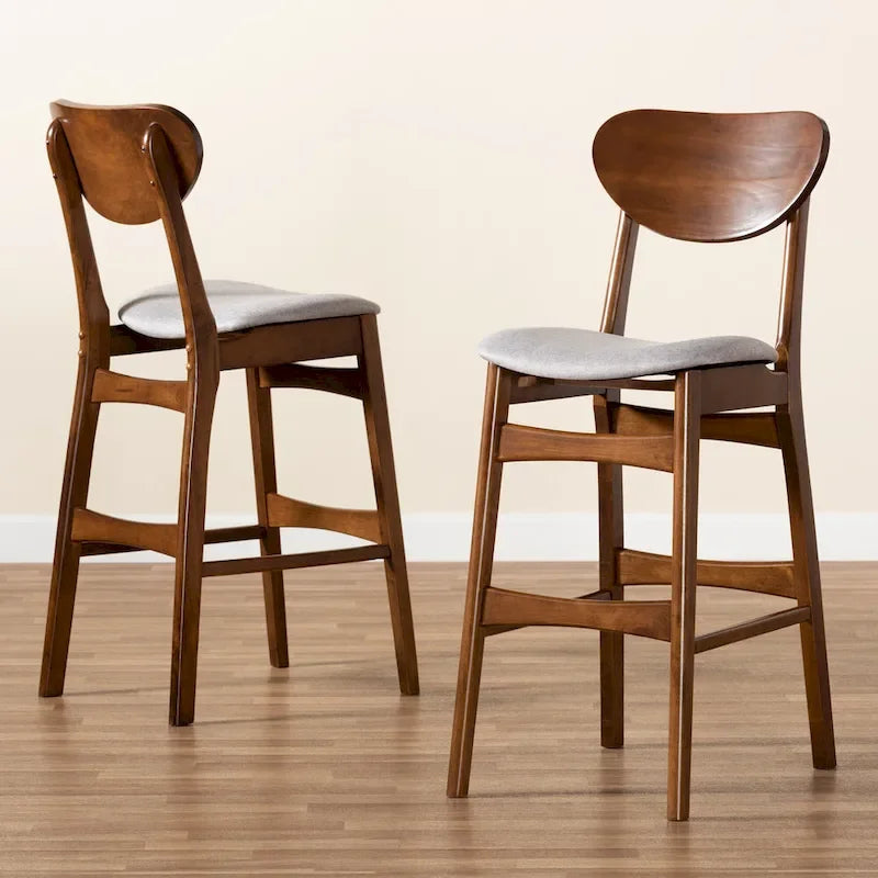Mid-Century Modern 2-Piece Bar Stool Set