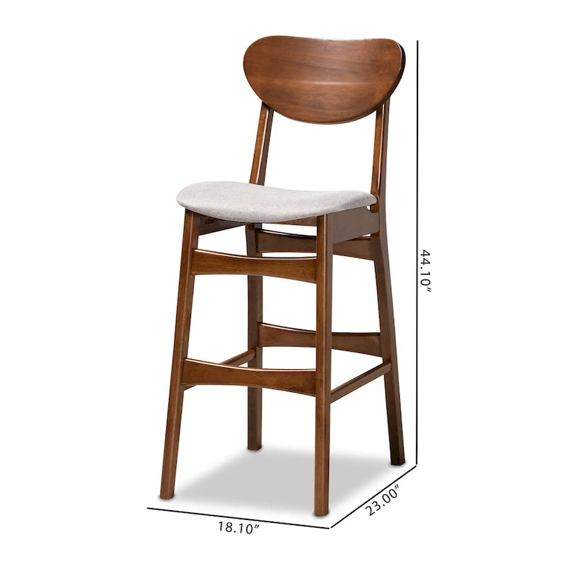Mid-Century Modern 2-Piece Bar Stool Set
