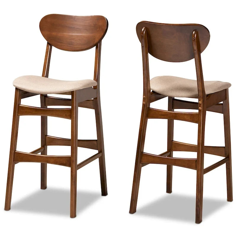 Mid-Century Modern 2-Piece Bar Stool Set