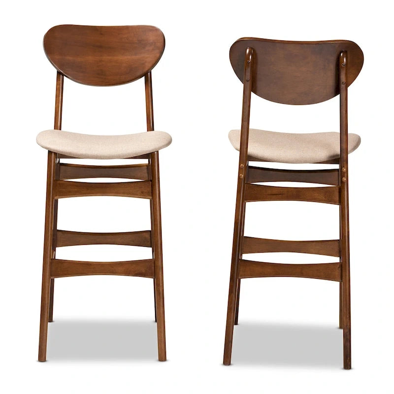 Mid-Century Modern 2-Piece Bar Stool Set