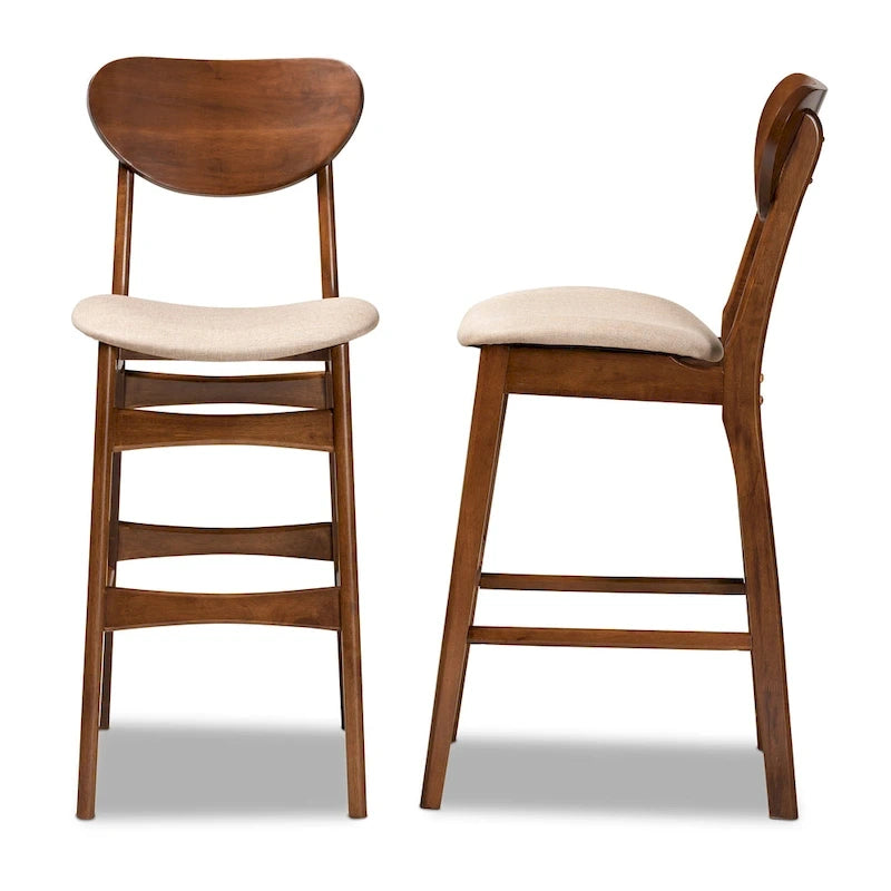 Mid-Century Modern 2-Piece Bar Stool Set