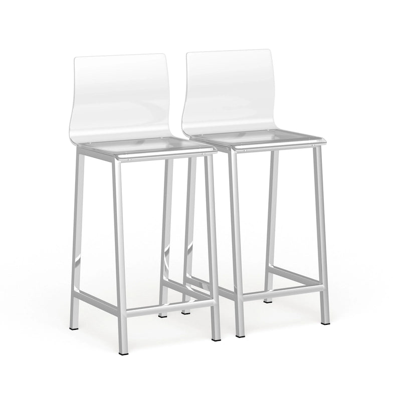 Clear Acrylic Counter Stools with Metal Frames, Set of 2