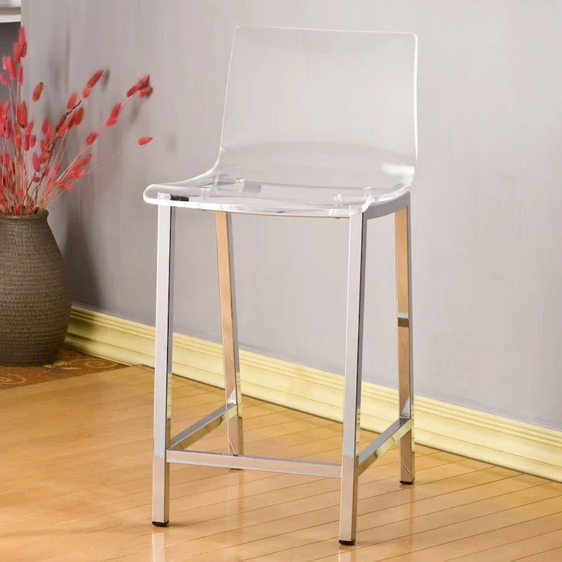 Clear Acrylic Counter Stools with Metal Frames, Set of 2
