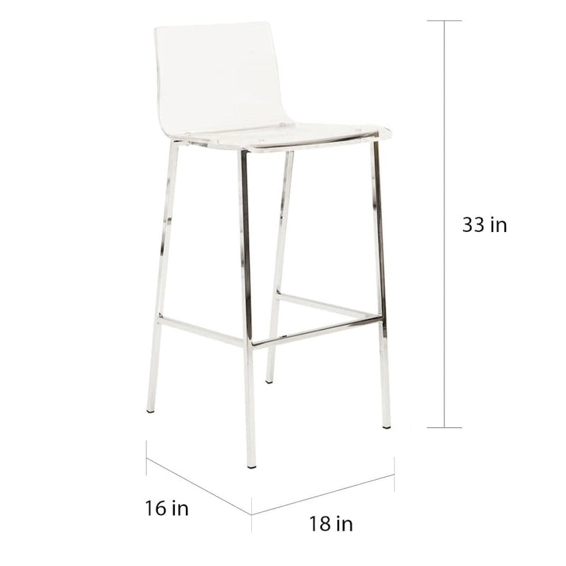 Clear Acrylic Counter Stools with Metal Frames, Set of 2