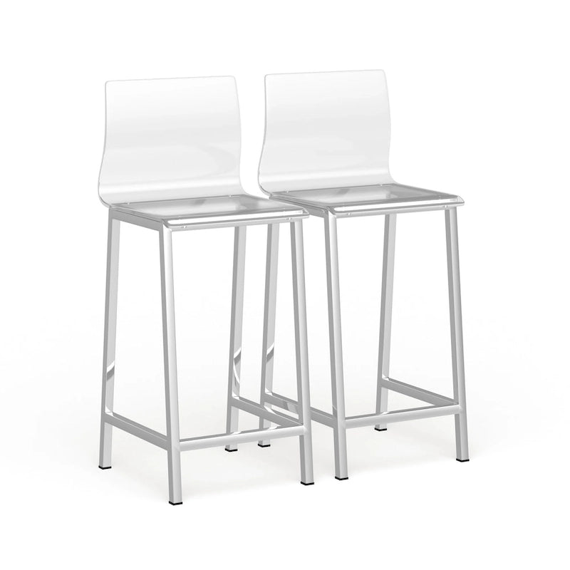 Clear Acrylic Counter Stools with Metal Frames, Set of 2