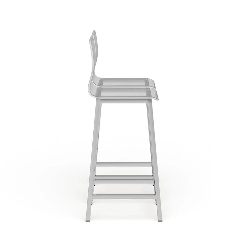 Clear Acrylic Counter Stools with Metal Frames, Set of 2