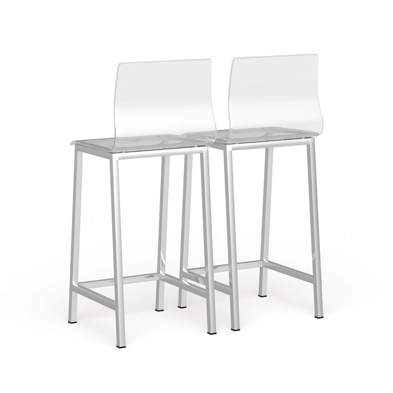Clear Acrylic Counter Stools with Metal Frames, Set of 2