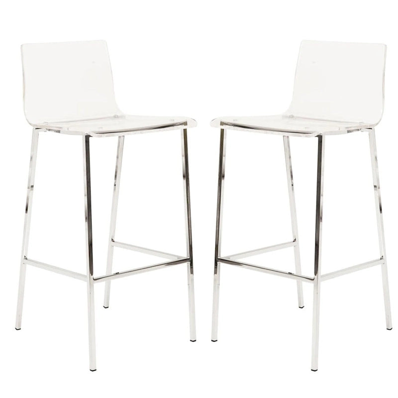 Clear Acrylic Counter Stools with Metal Frames, Set of 2