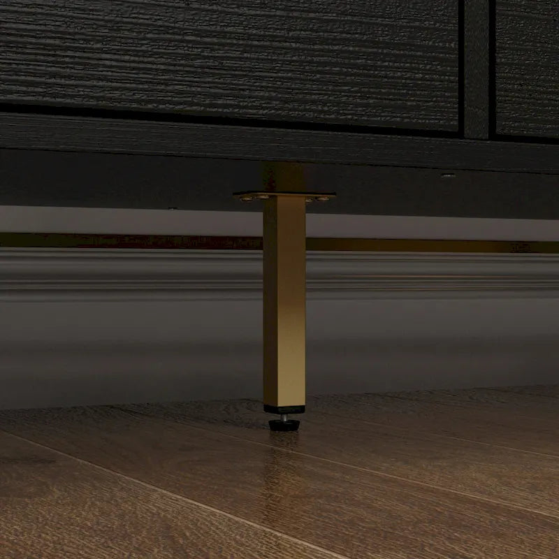 Modern Black 9-Drawer Dresser with Gold Handles