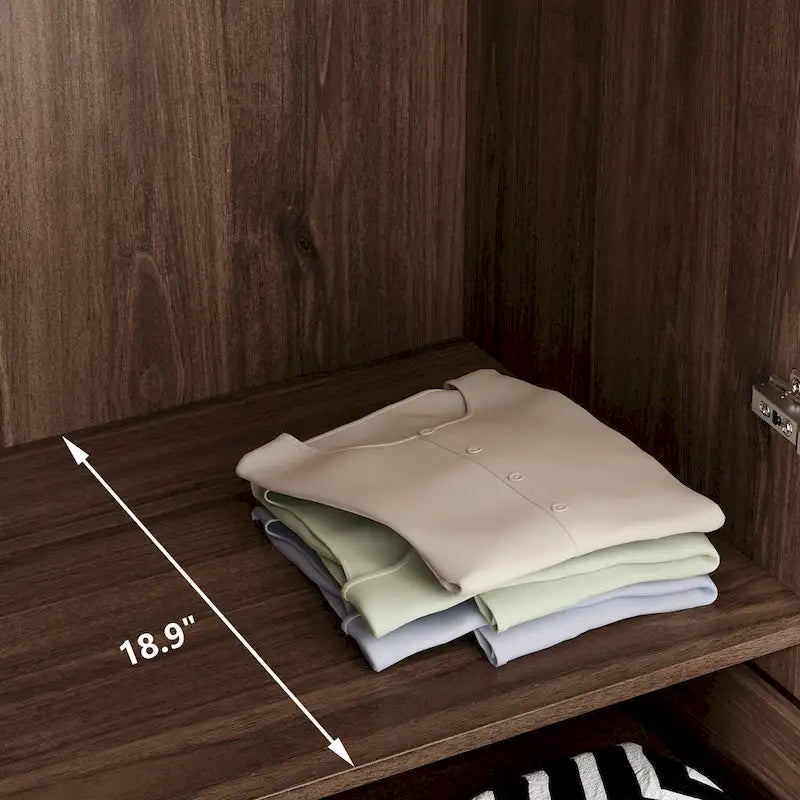 Wood 2-Door Wardrobe Armoire with 2-Drawers