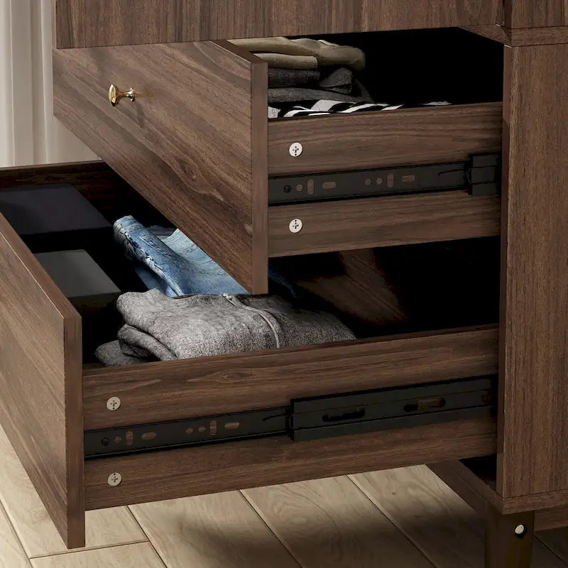 Wood 2-Door Wardrobe Armoire with 2-Drawers