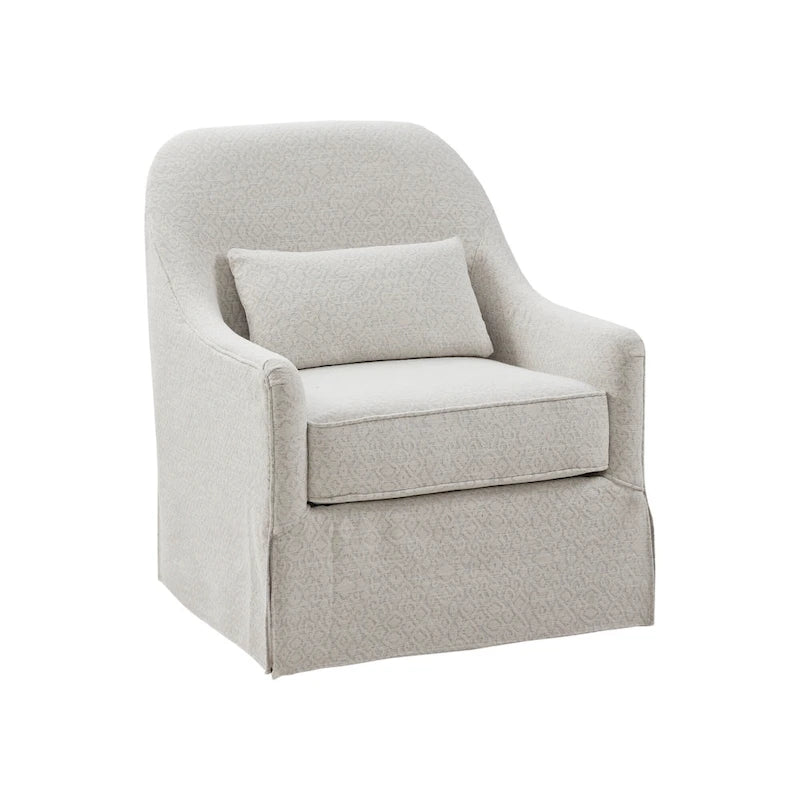 Ivory and Black 360-Degree Swivel Glider Chair with Lumbar Pillow