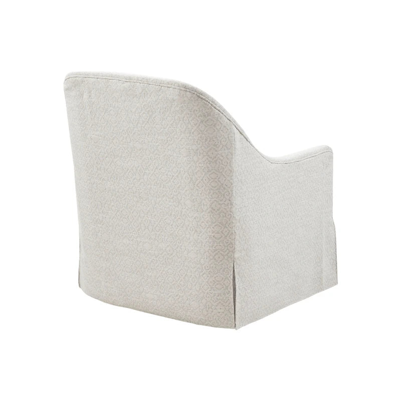 Ivory and Black 360-Degree Swivel Glider Chair with Lumbar Pillow