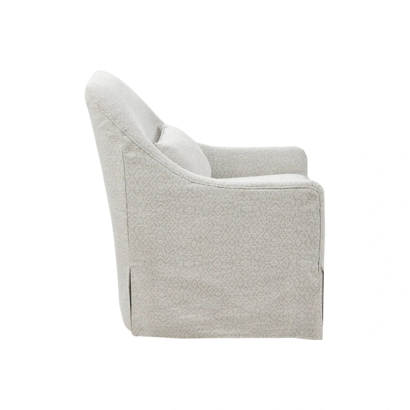 Ivory and Black 360-Degree Swivel Glider Chair with Lumbar Pillow