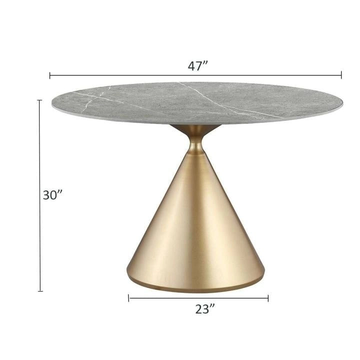 Modern Round Dining Table with Gold Metal Base
