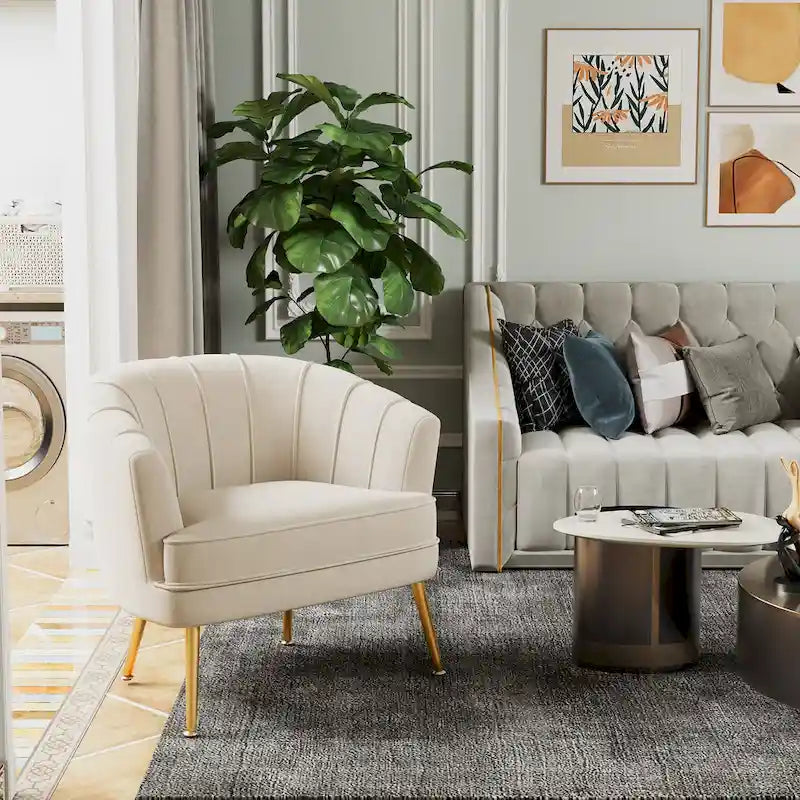 Velvet Accent Chairs for Living Room Bedroom Office Leisure Upholstered Single Sofa Chair