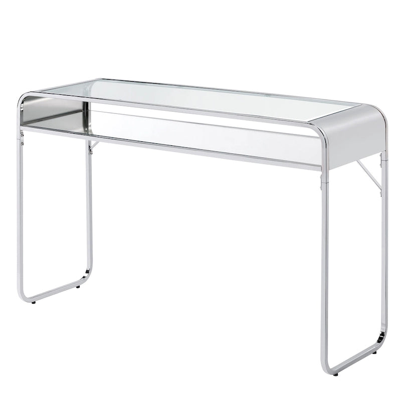 Mesa consola contemporánea para sofá, de 46 pulgadas, con cubierta de vidrio y un estante