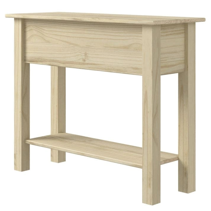 Rustic Solid Pine Wood Hall Console Table with Two Drawers