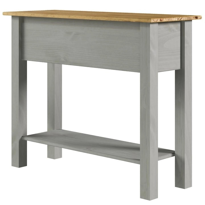 Rustic Solid Pine Wood Hall Console Table with Two Drawers