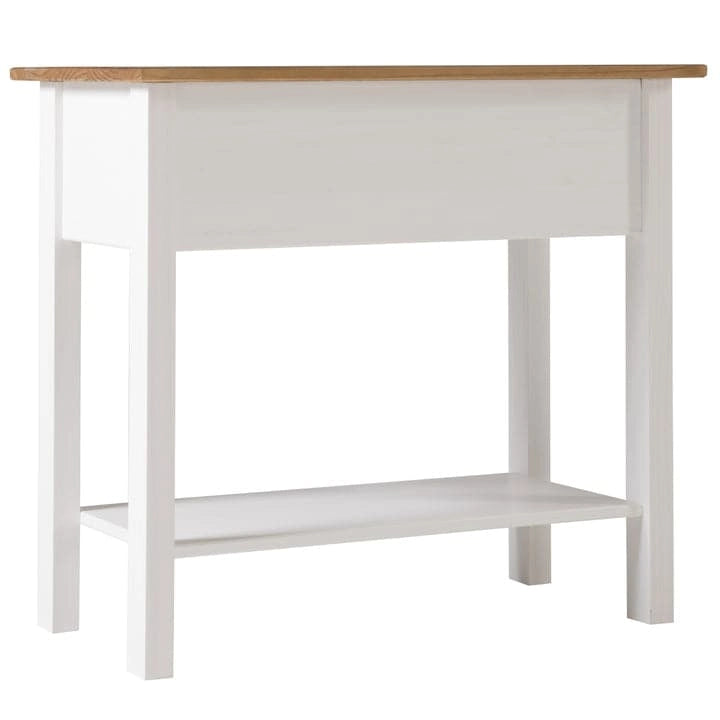 Rustic Solid Pine Wood Hall Console Table with Two Drawers