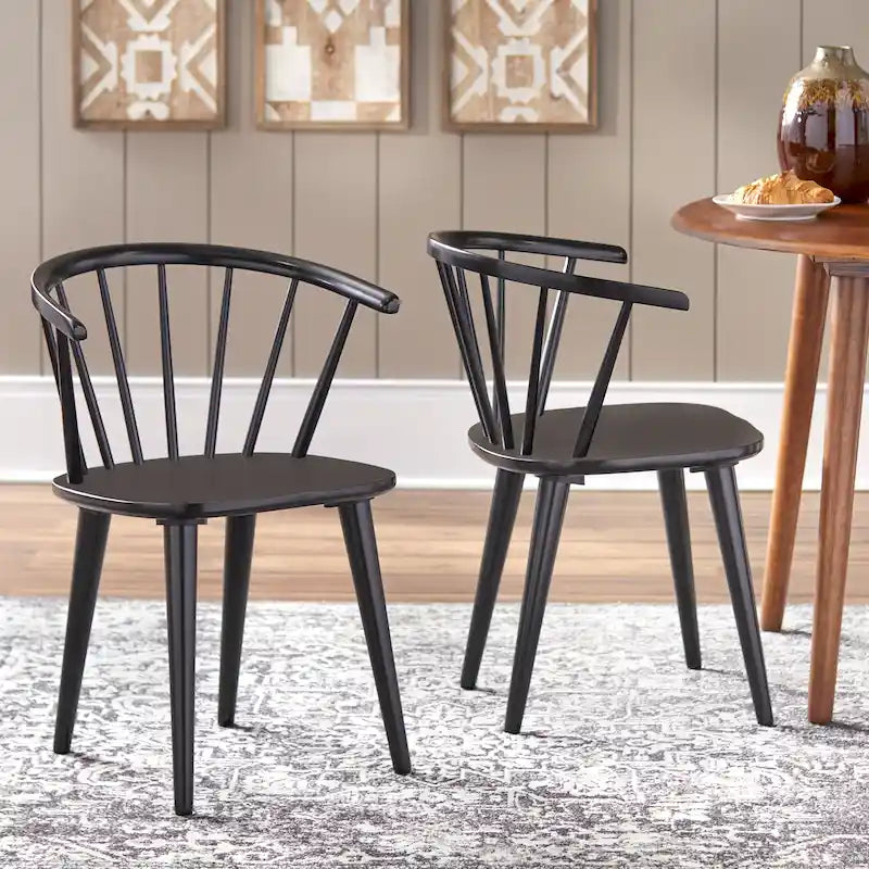 Solid Wood Spindle Back Dining Chairs (Set of 2)