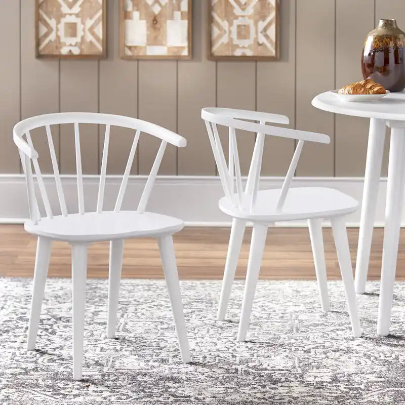 Solid Wood Spindle Back Dining Chairs (Set of 2)