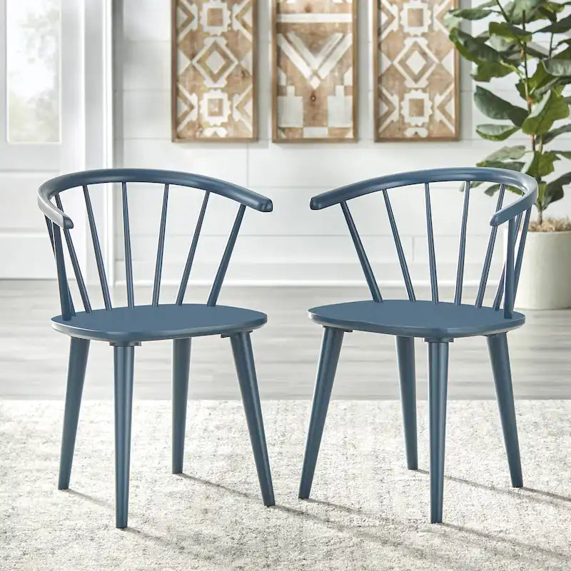 Solid Wood Spindle Back Dining Chairs (Set of 2)
