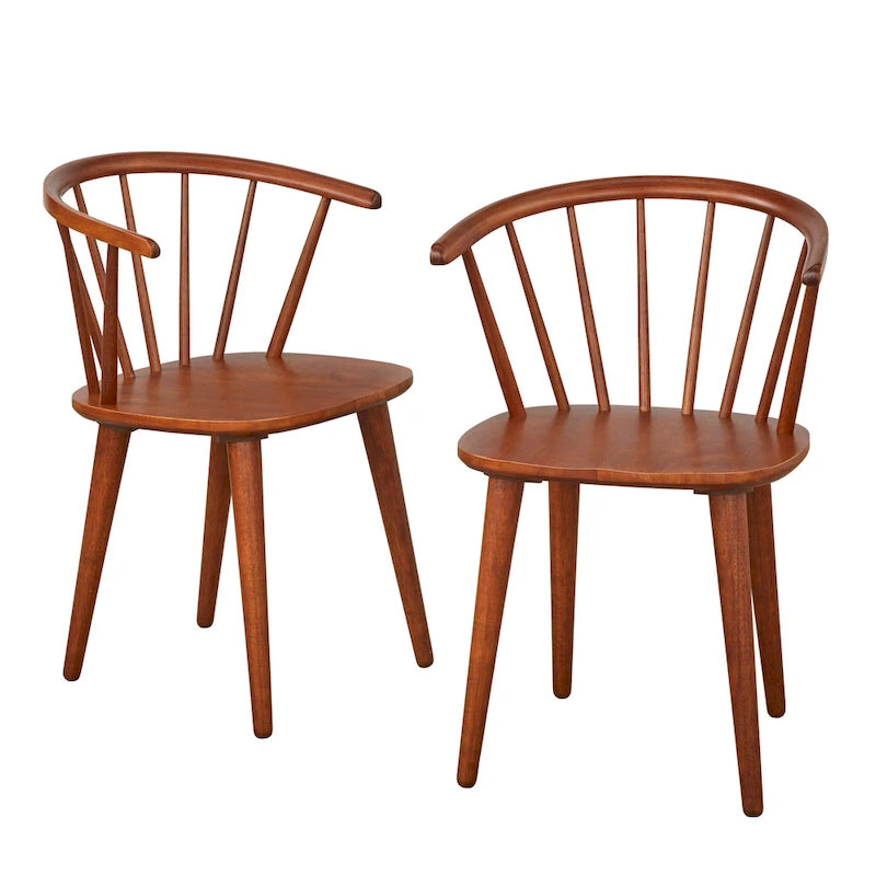 Solid Wood Spindle Back Dining Chairs (Set of 2)
