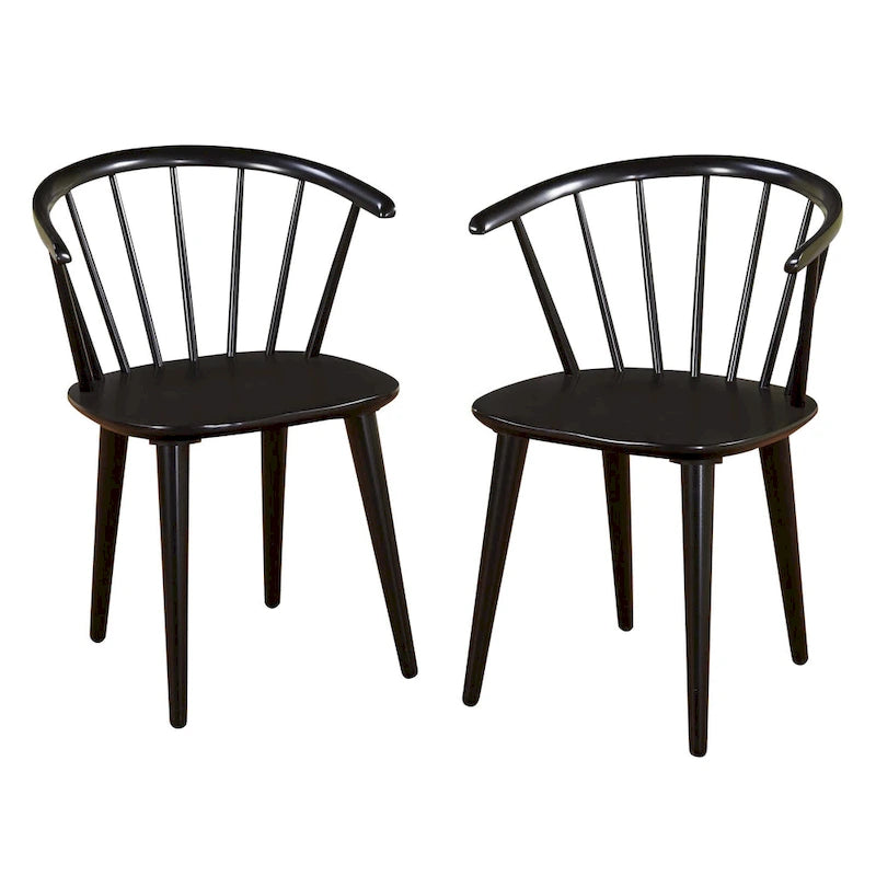 Solid Wood Spindle Back Dining Chairs (Set of 2)