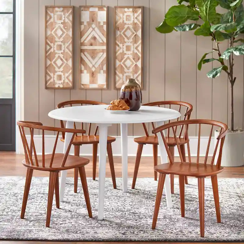 Solid Wood Spindle Back Dining Chairs (Set of 2)