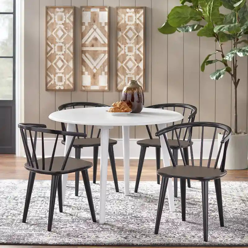 Solid Wood Spindle Back Dining Chairs (Set of 2)