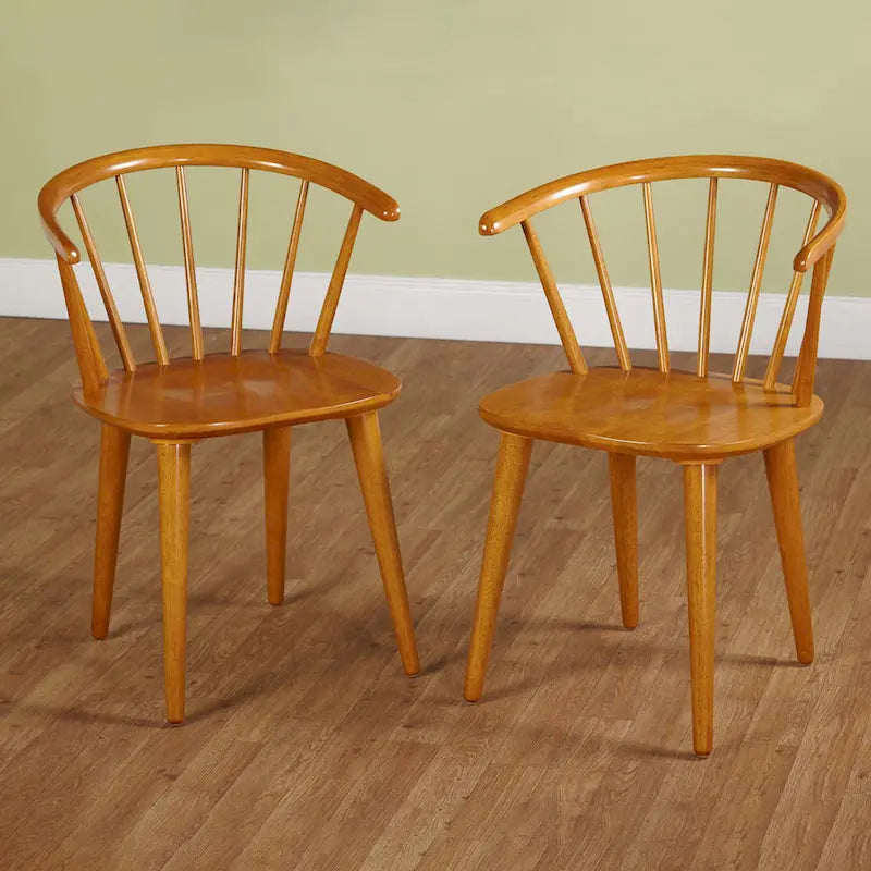 Solid Wood Spindle Back Dining Chairs (Set of 2)