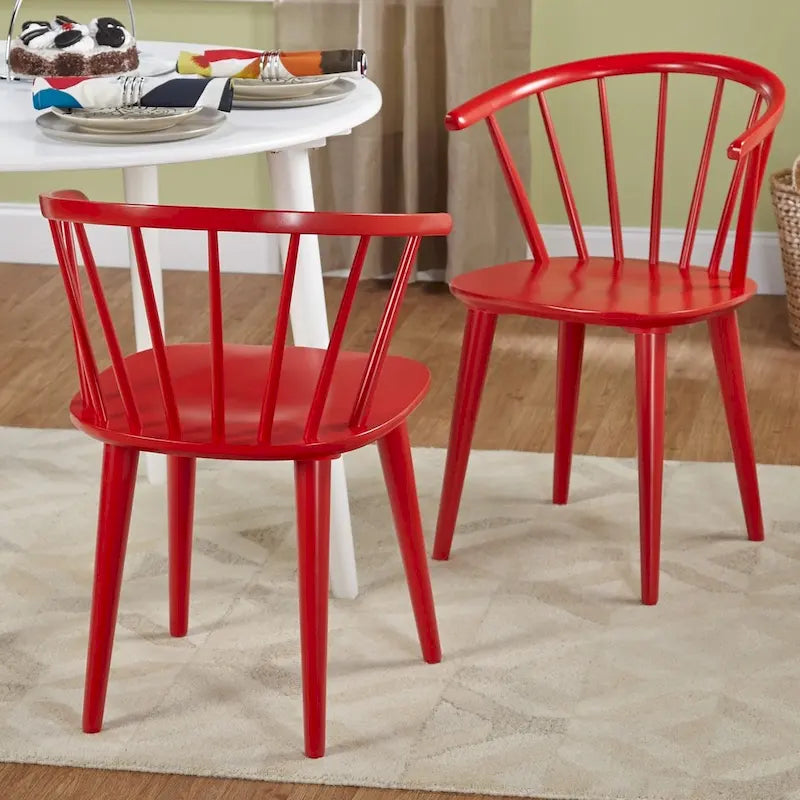 Solid Wood Spindle Back Dining Chairs (Set of 2)