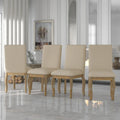 Set of 4 Upholstered Wooden Dining Chairs with Nailhead Trim