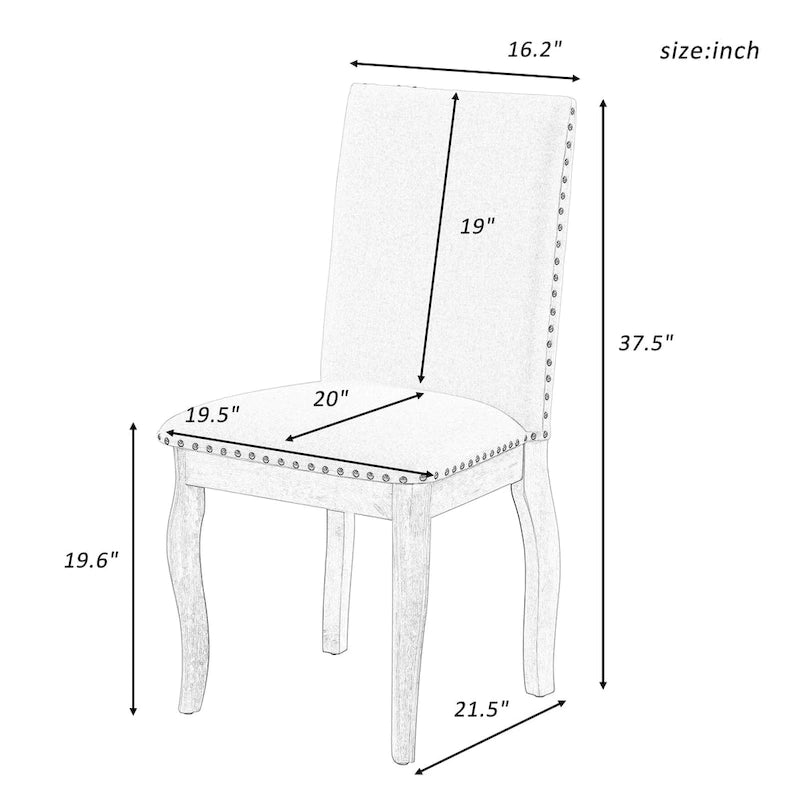 Set of 4 Upholstered Wooden Dining Chairs with Nailhead Trim