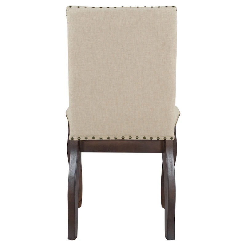 Set of 4 Upholstered Wooden Dining Chairs with Nailhead Trim