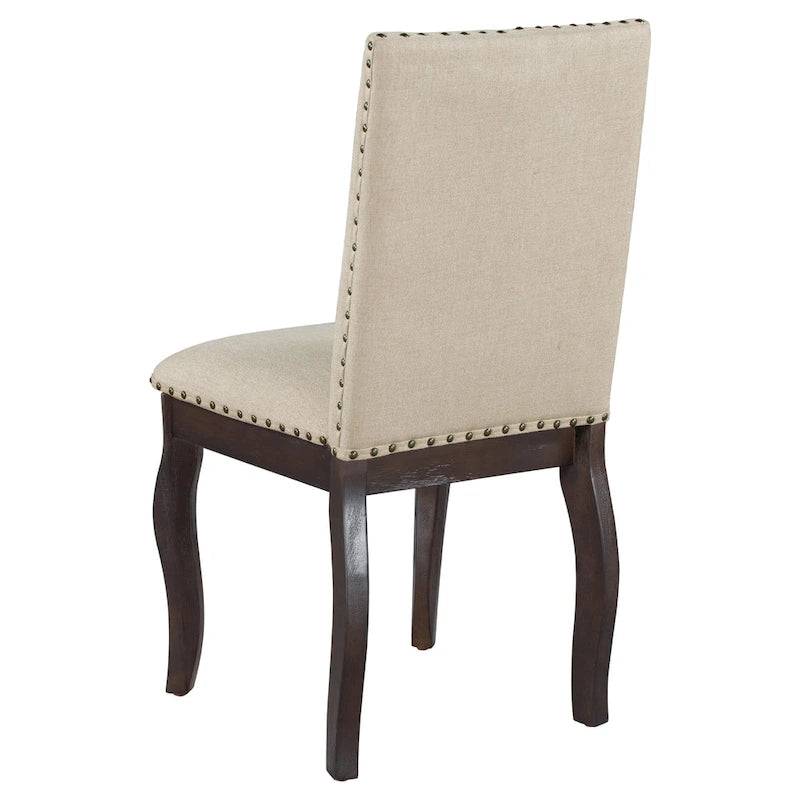 Set of 4 Upholstered Wooden Dining Chairs with Nailhead Trim