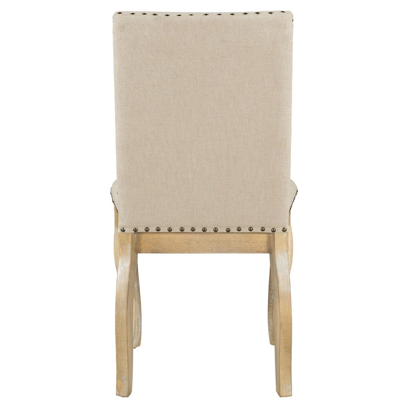 Set of 4 Upholstered Wooden Dining Chairs with Nailhead Trim