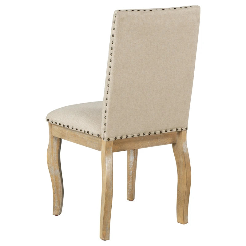 Set of 4 Upholstered Wooden Dining Chairs with Nailhead Trim