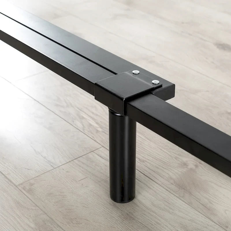 Adjustable Heavy-Duty Steel Bed Frame with Recessed Legs, Black