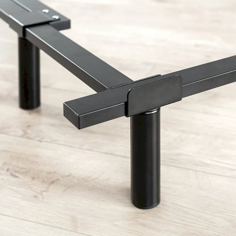 Adjustable Heavy-Duty Steel Bed Frame with Recessed Legs, Black