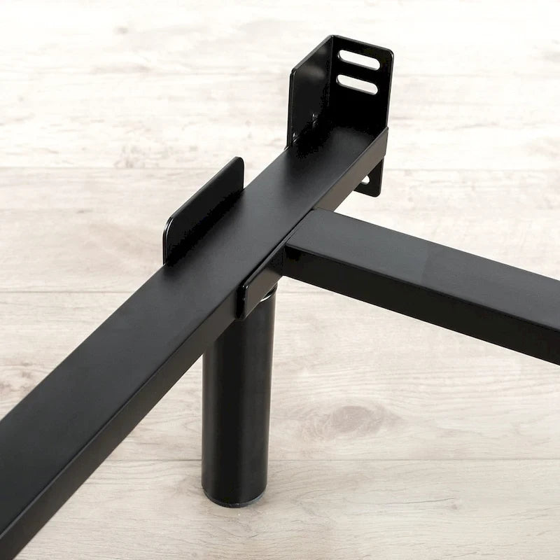 Adjustable Heavy-Duty Steel Bed Frame with Recessed Legs, Black