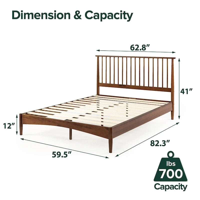 Mid Century Wood Platform Bed Frame