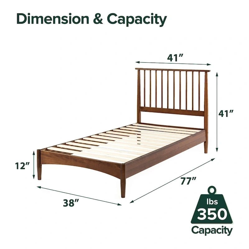 Mid Century Wood Platform Bed Frame