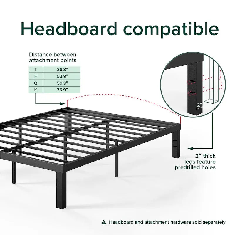 Modern Steel Platform Bed Frame with Underbed Storage and Easy Assembly