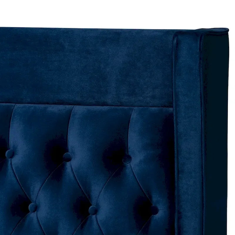Contemporary Velvet Upholstered Tufted Glam Platform Bed