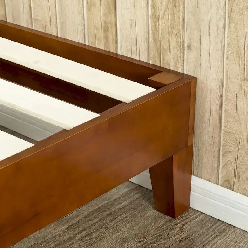 12-Inch Brown Wood Twin-Size Platform Bed Frame