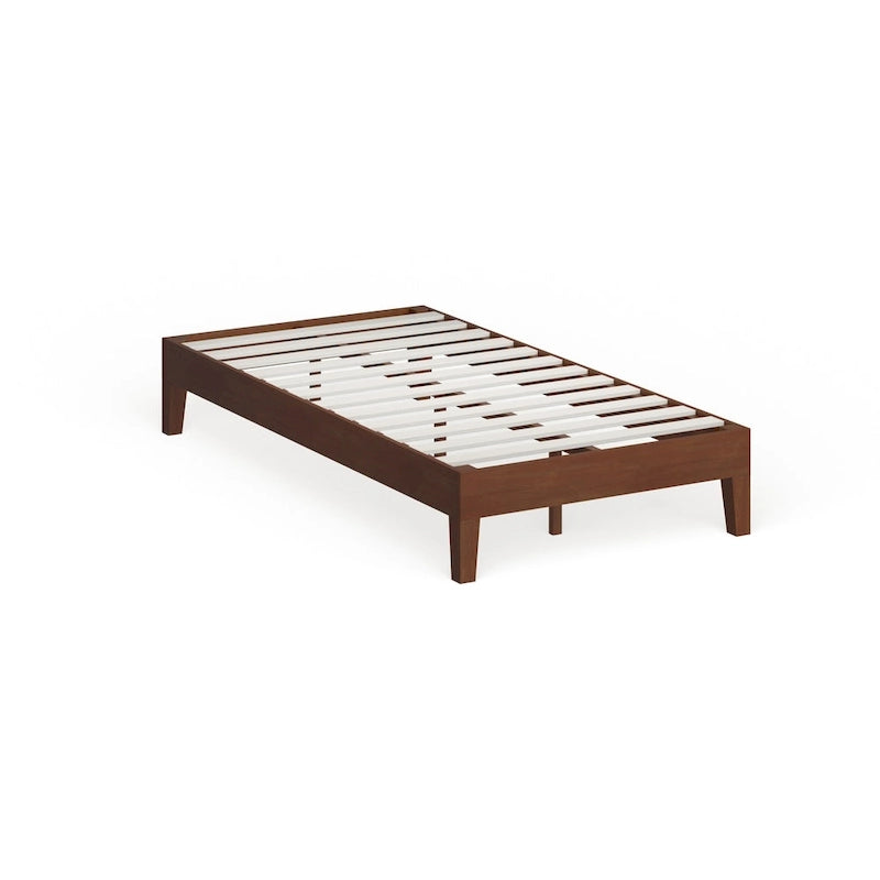 12-Inch Brown Wood Twin-Size Platform Bed Frame