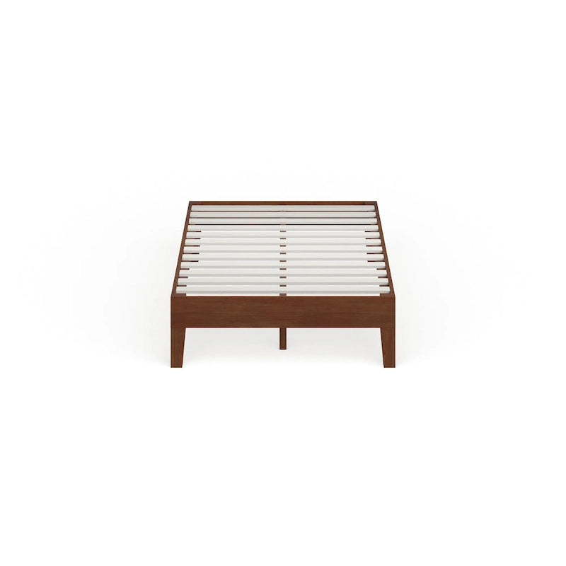 12-Inch Brown Wood Twin-Size Platform Bed Frame
